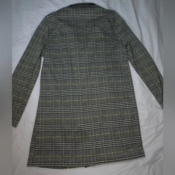 MELLODAY Plaid Trench Coat • Yellow & Black Clueless • Back to School Medium - Picture 5 of 10